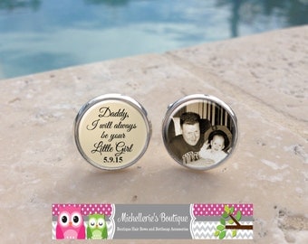 Personalized I will always be your little girl Custom photo Cuff Links and or Tie Clip,Custom Wedding Party Gifts,Father of the Bride,Mens