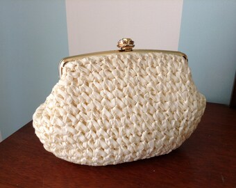 Woven Evening Purse with Rose Clasp Morris Moskowitz