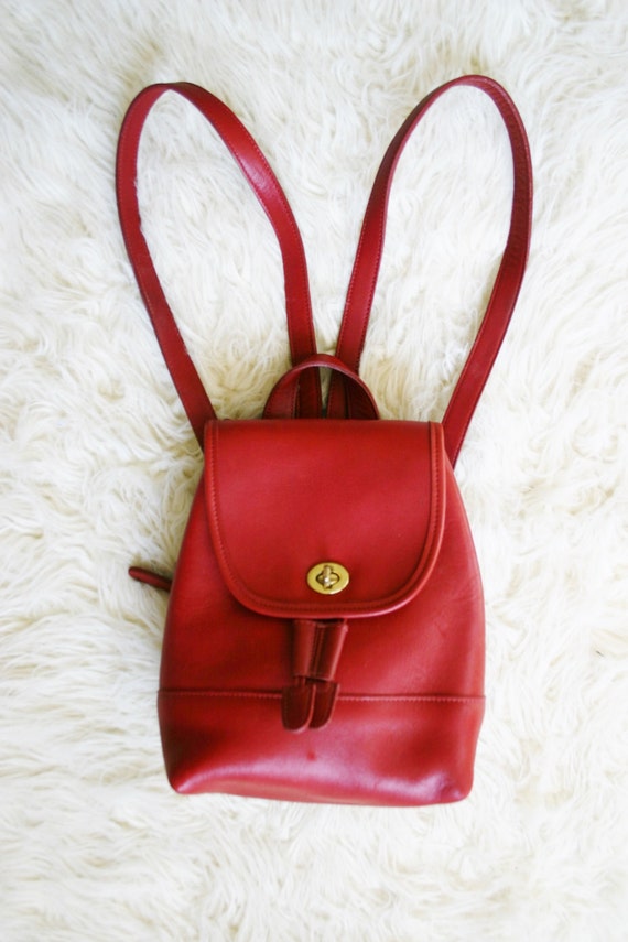 coach bag with red straps