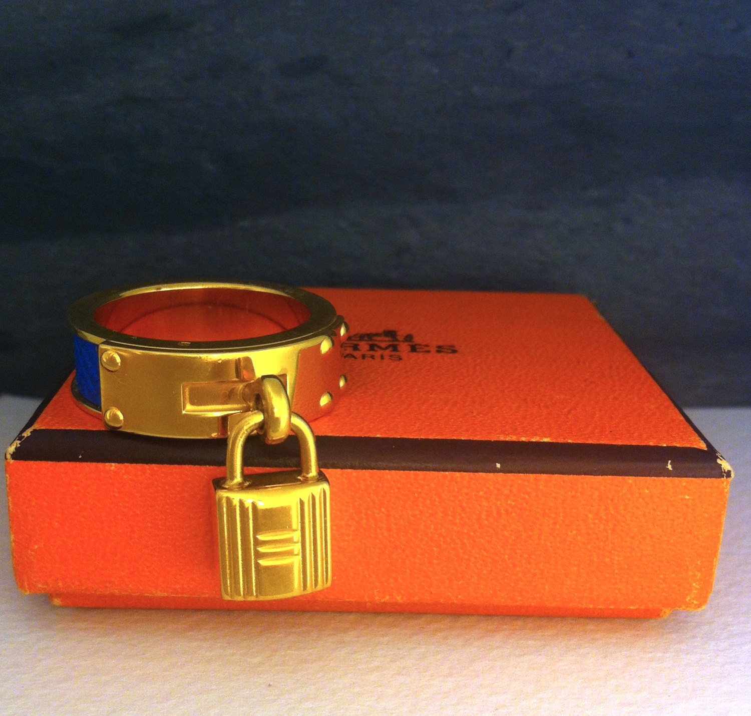 Lovely Authentic Hermes Pad Lock Scarf Ring