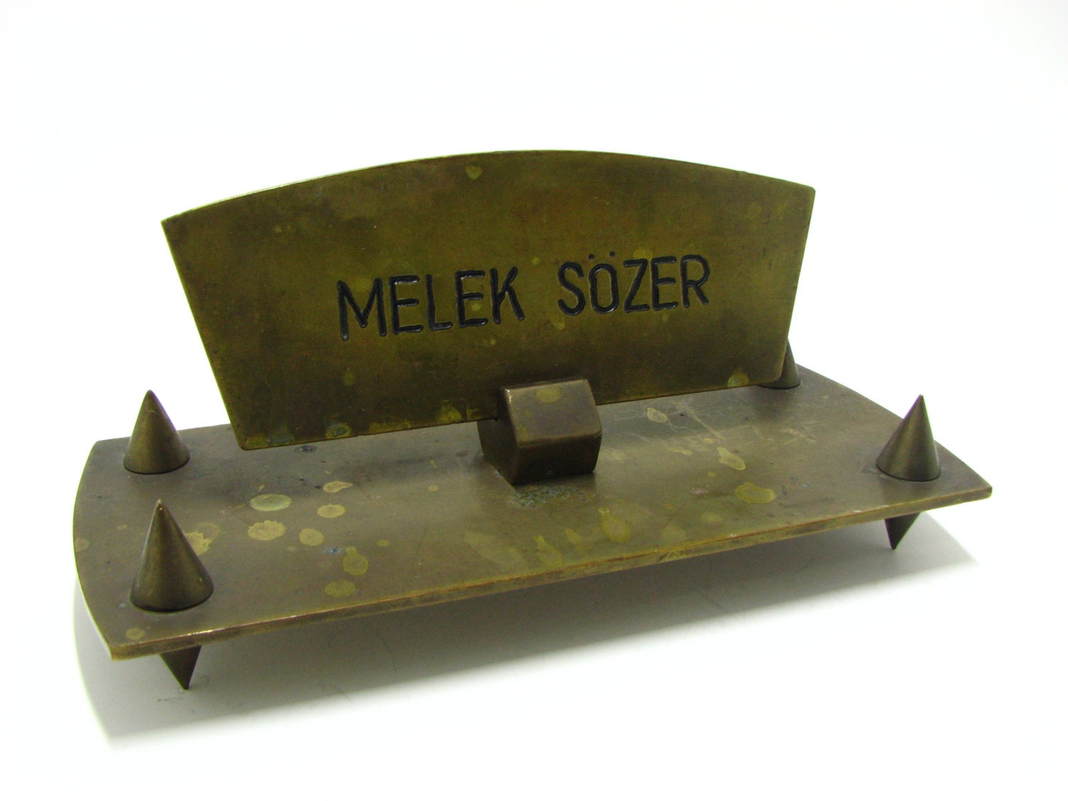 Vintage Brass Desk Name Plate Personal Office Desk Accessory