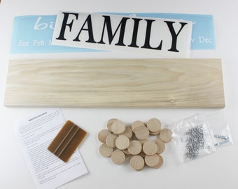 Family Birthday Board DIY KIT Wood Sign - Family Celebrations Diy Kit - Custom Wooden Birthday Sign - BDK