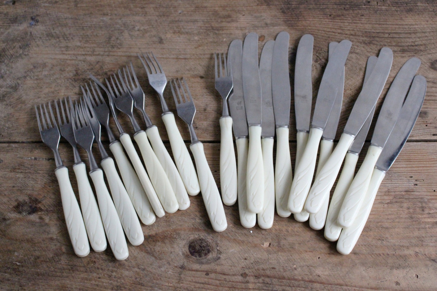 Bakelite Cutlery Vintage Flatware Set of 22, Soviet Vintage Forks
