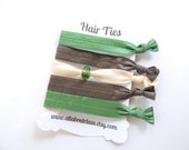 Elastic Hair Ties with Charm Bead, Hair Accessories, Green and Chocolate No Bump Yoga Hair Ties, Gift Idea. #220