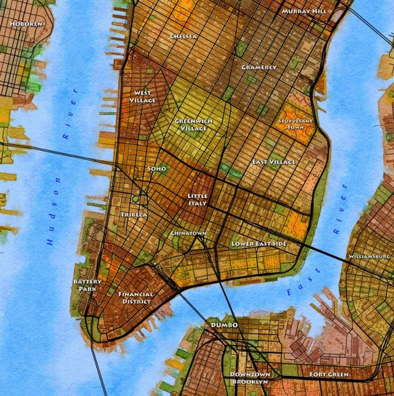 Lower Manhattan Map Art