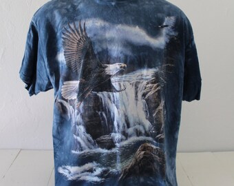 90s The Mountain Animal Print Acid Wash Eagle Shirt 2XL