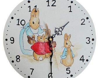 Beatrix Potter Clock - Wooden Peter Rabbit Nursery Clock