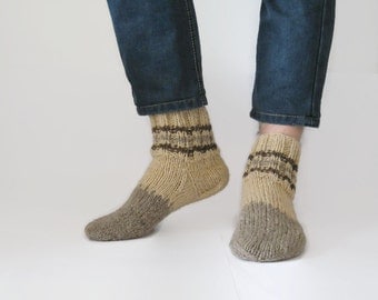 100% Wool Socks, brown man socks, hand knitted socks, traditional knitted socks, unisex wool socks, womens socks