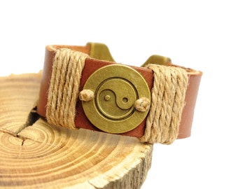 Men leather bracelet Men Jewelry Yin-Yang Bracelet Leather Bracelet Men Accessories Men Birthday Gift