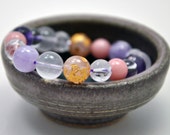 Equinox GENTLE HEART Bracelet - Amethyst, Pink Calcite, Rose & Crystal Quartz Dragon Stretchy Bracelet