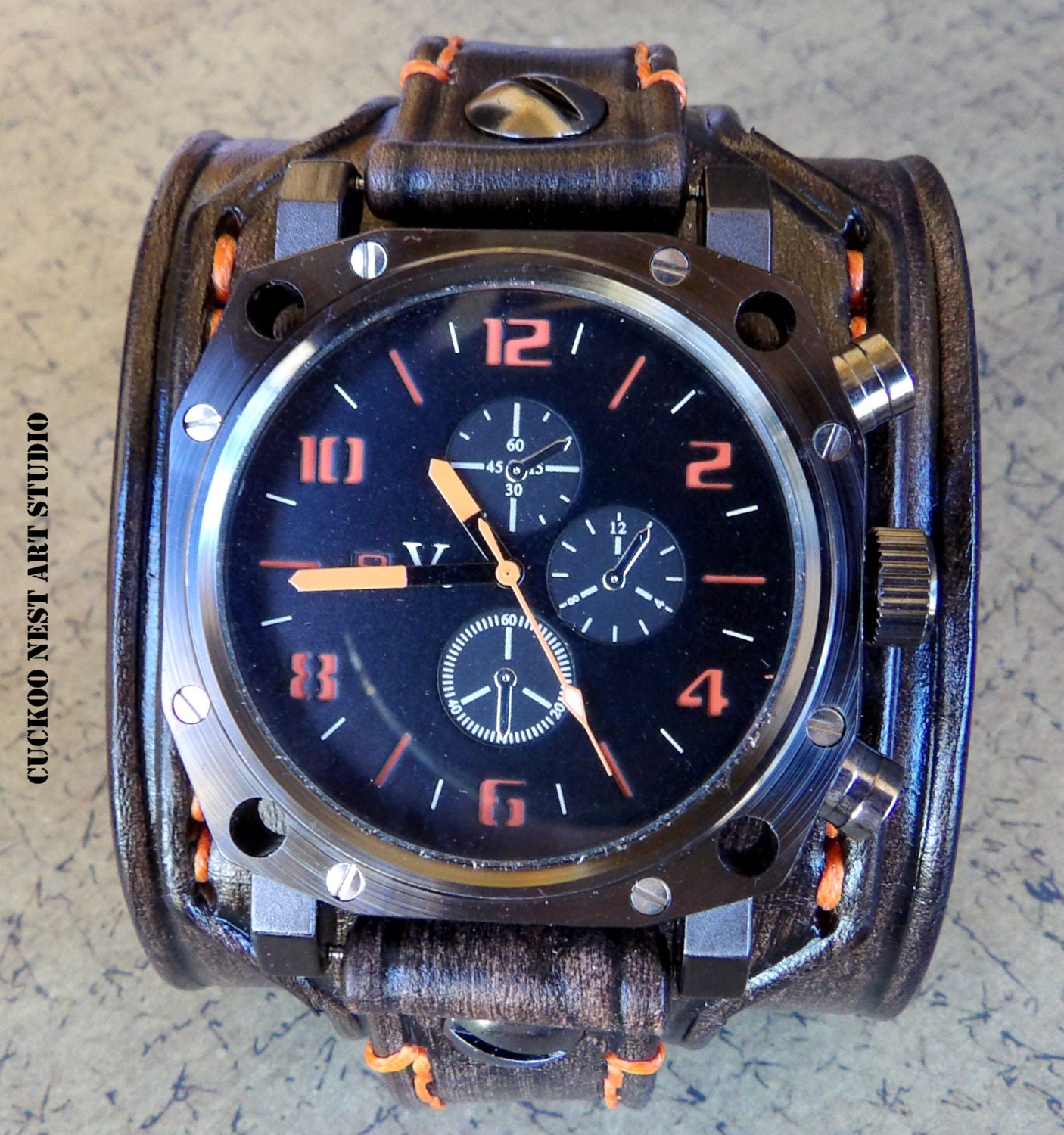 Leather Watch Cuff Brown Men's watch Leather Wrist Watch