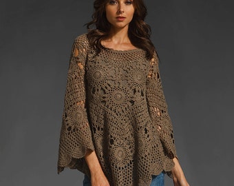 Trendy crochet tunic PATTERN, detailed TUTORIAL for every row with HQ charts, boho crochet tunic pattern, designer tunic crochet pattern.