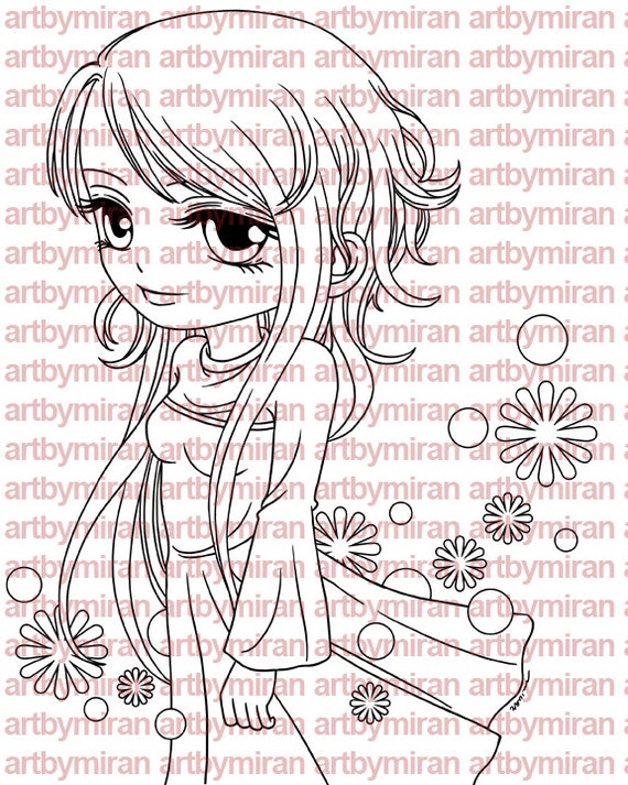 Digital Stamp - Davina, Digi Stamp, Coloring page, Printable Line art for Card and Craft Supply