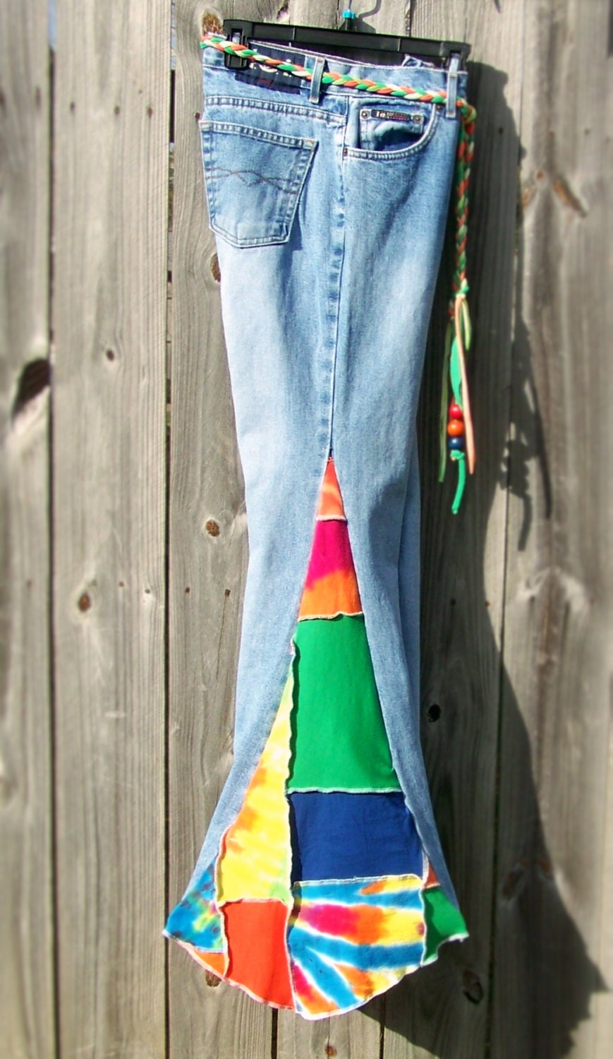 Bell Bottom Jeans Hippie Jeans Patchwork Jeans by LegendaryCherry