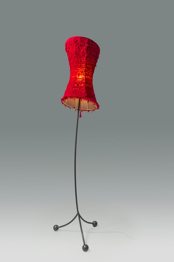 base silk for layer lamp Curvy, petal crimson red, corset shaped chiffon with floor hand