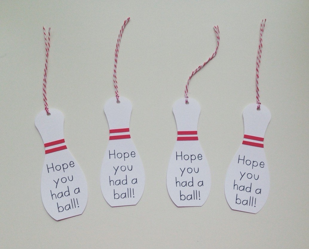Bowling Pin Party Favor Tags Set of 12 Perfect for