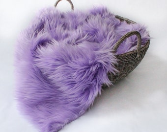 Lavender Mongolian Faux Fur Prop, Long Pile MOngolian Faux Fur, Newborn Photo PRop. Ready to Ship.