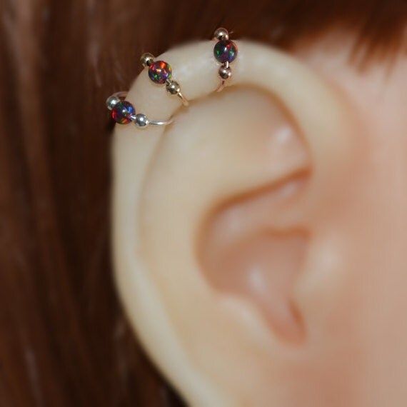 Gold Nose Ring 20g - Tragus Ring 3mm Opal - Forward Helix Earring - Cartilage Earring - Rook Jewelry - Daith Jewelry - Conch Earring
