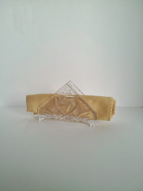 Clear Crystal Triangle Napkin Holder by EllasTreasureTrove on Etsy