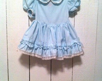 Vintage Baby Clothes/ Powder Blue Vintage Party Swing Dress with Lace ...