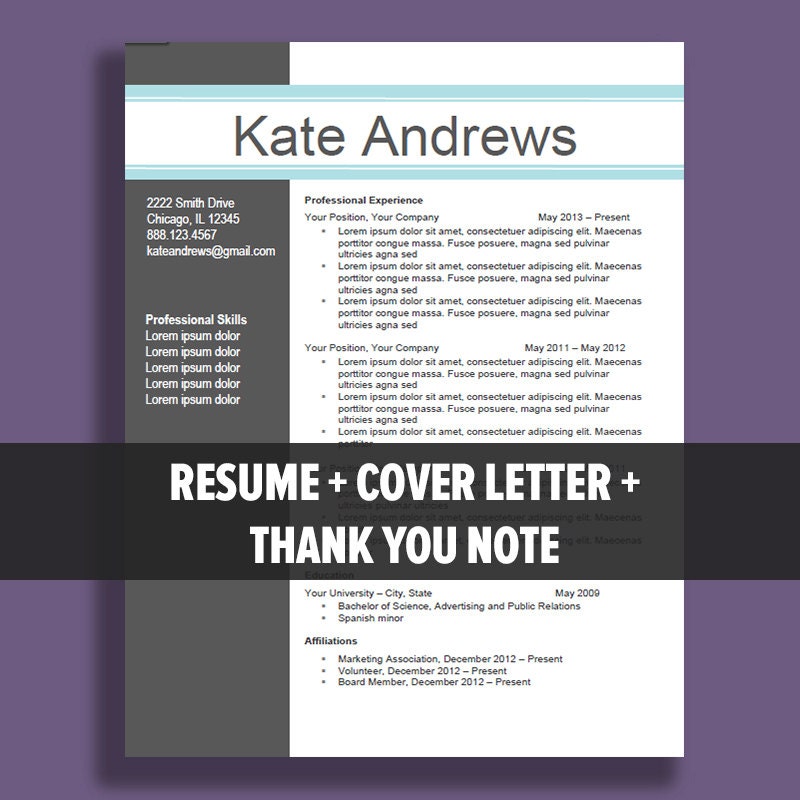 resume template package instant download microsoft word