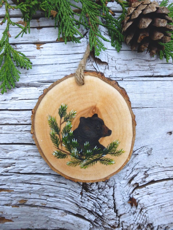 Items similar to Black Bear: Rustic Tree Ornament on Etsy