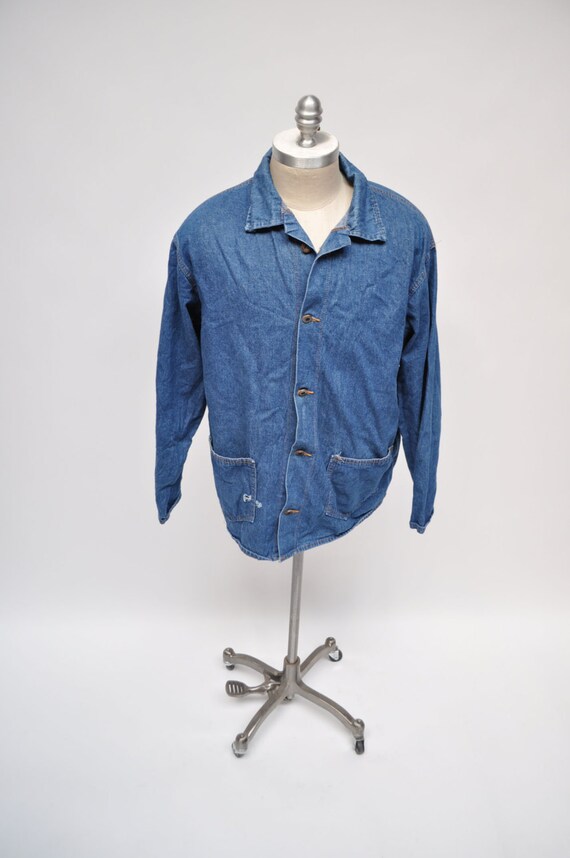 Items similar to vintage denim jacket PRISON pelican bay work wear size ...