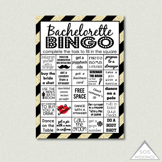 Bachelorette Bingo Bachelorette Party Game by SOSWeddings on Etsy