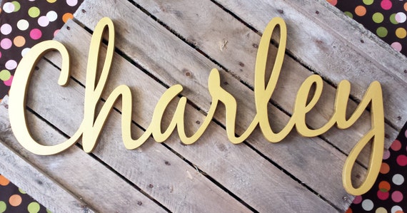 Charley Wooden Name Sign Metallic Gold by CucumberAppleStudio