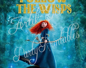 Brave Merida Birthday Party Set - Cupcake Toppers, Gift Tags, Game - Instant Download Princess Themed SALE!!
