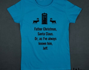 Dr Who Christmas jumper, t-shirt. Also an ideal Christmas Gift for any woman or girl who is a Whovian (a fan of Dr Who), Black Print