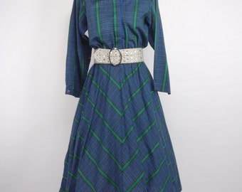 1950s pinup dress, 1980s plaid dress, 1950s plaid dress, 1980s does 1950s Bedford Fair Plaid Rockabilly Dress, 1980s dress, 1950s dress,