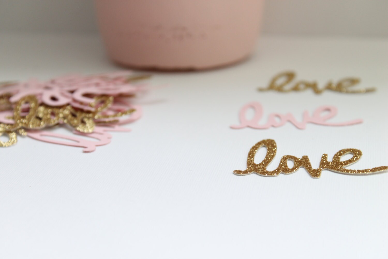 Pink and Gold Confetti Love Confetti Bridal Shower Decor