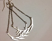 Silver Elegant and Romantic Leaf  Charm  / Tree Branch / Fabulous Statement Dangle Long Earrings- Great Wedding  or Valentine's Day Gift!