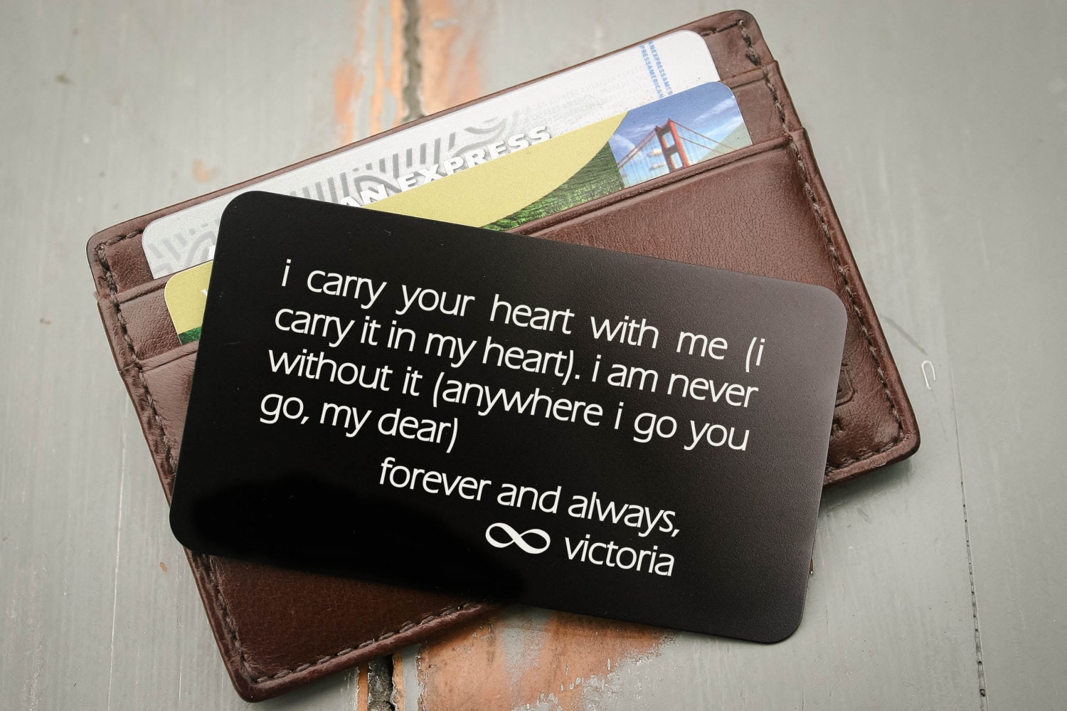 Engraved Wallet Card Personalized Wallet Card by MessageMeThis