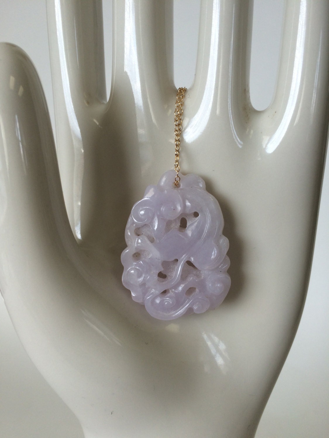 Vintage Carved Lavender Jade Piece