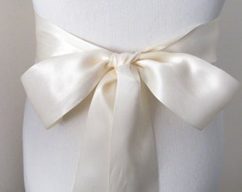Ivory Ribbon Sash / Double Faced Ribbon Sash / Bridal Sash / Bridal Ribbon / Ivory