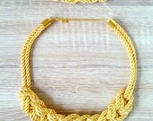 Free bracelet with Nautical Necklace, Yellow Rope Necklace, Knot Necklace, Navy Necklace, Statement Necklace, Chunky, Cord Necklace, Braided