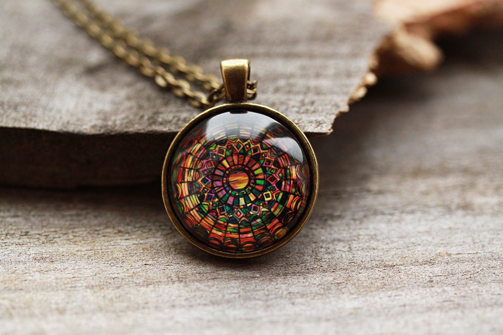 Mandala necklace New Age jewelry Art pendant Sacred geometry