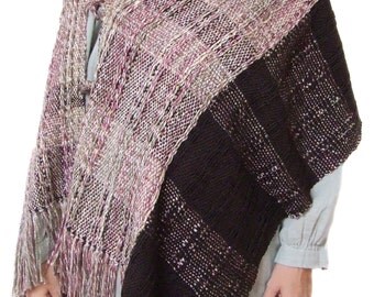 Handwoven poncho shawl women wool cape large wool shawl brown shawl wool shawl shrug wool coat woven wrap wool poncho wool cape fall winter