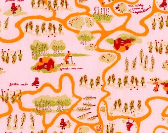 Heather Ross - Munki Munki Fabric - Little Red Riding Hood on Twill - OOP Out Of Print - Very Hard To Find