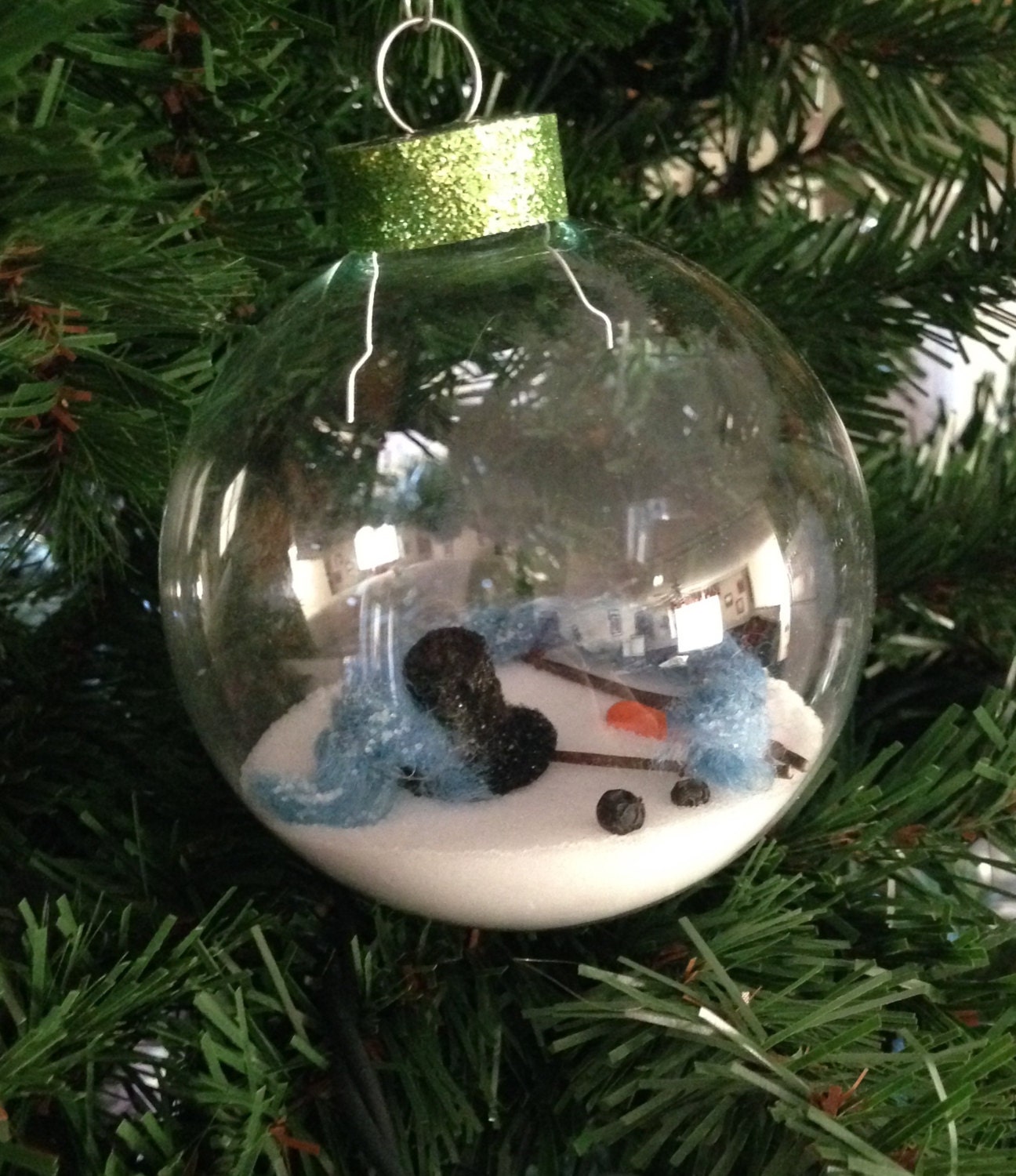 Melted Snowman Christmas Ornament 3.25 Glass Ball by MakeItAmy