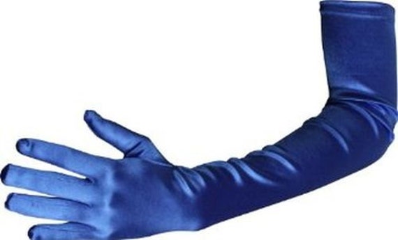 Royal Blue Satin Gloves Opera Length Free by wiredtreasurescom