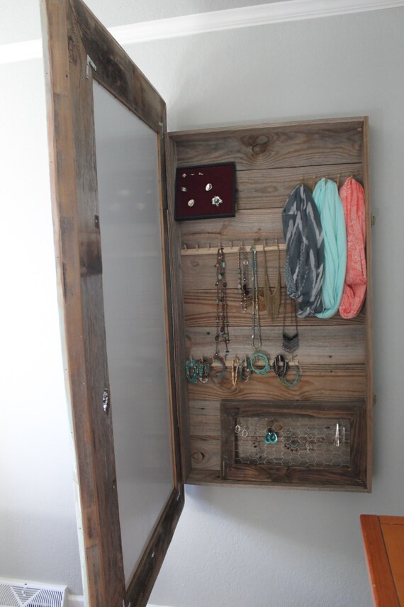 Items similar to Reclaimed Wood Mirror and Jewelry Box, Full Length