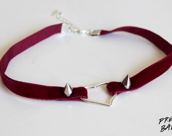 Velvet Heart Choker burgundy