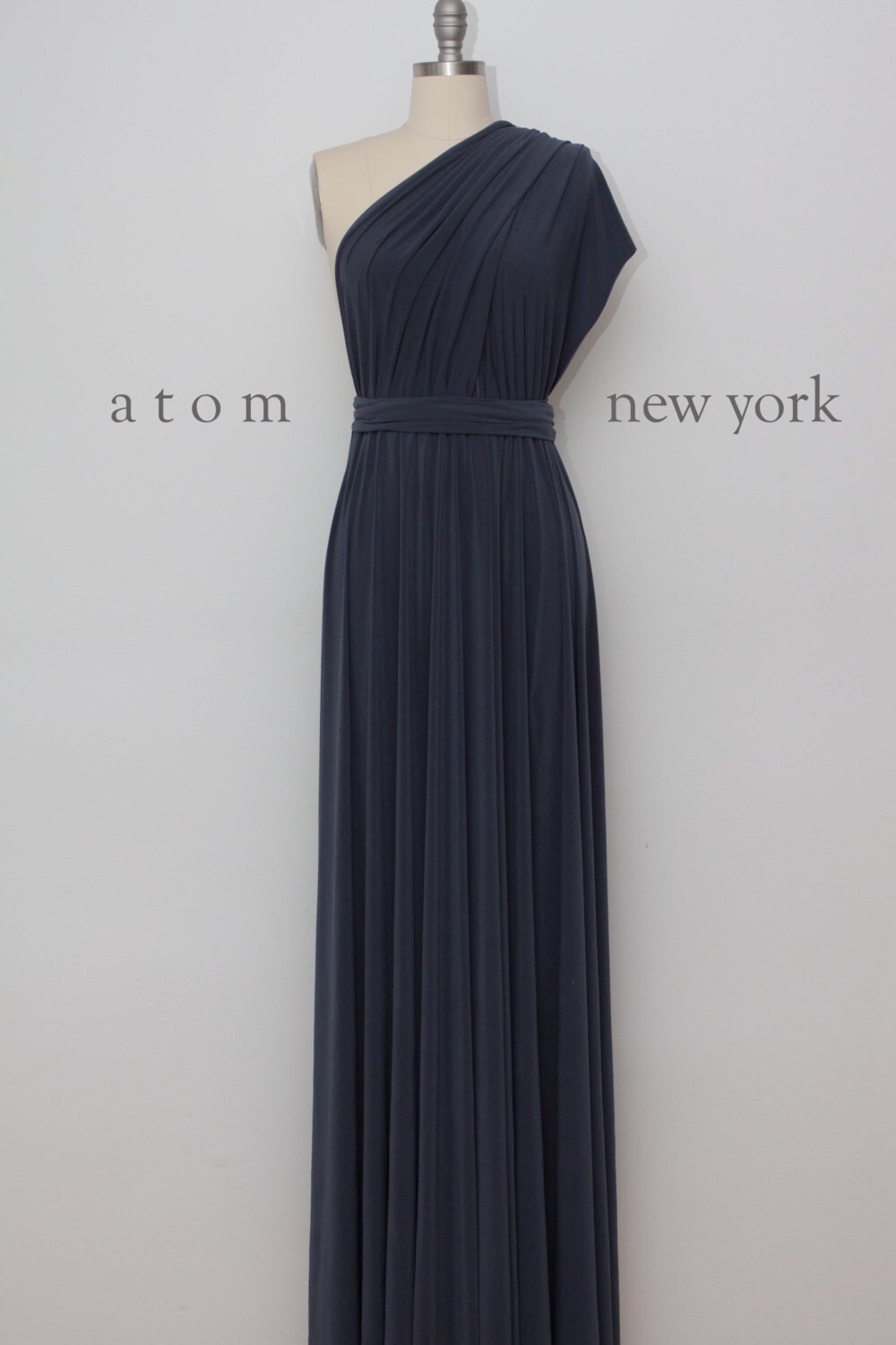 Charcoal Gray LONG Floor Length Ball Gown Maxi by AtomAttire