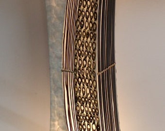 Decorative floor lamp with natural twig, bamboo, & shells - Large