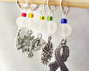 Baby It's Cold Outside - Five Handmade Stitch Markers - 6.5 mm (10.5 US) - Limited Edition