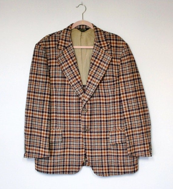 Vintage Men's Sports Coat Plaid Blazer Checkered Jacket Rockabilly ...