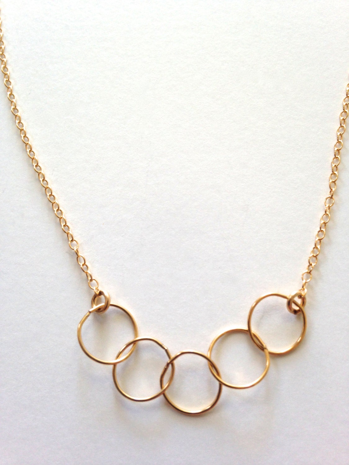 Five Loop Necklace 5 Interlocking 14K Gold Filled Circles